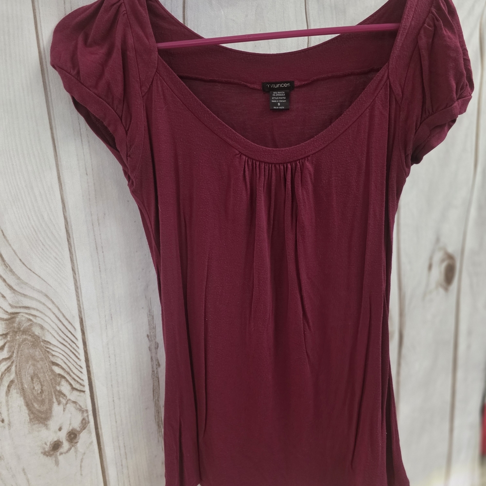 Maurices Burgundy Puff Sleeve Blouse